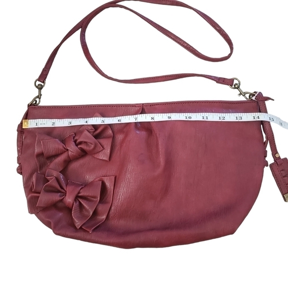 NWT Jessica Simpson Burgundy Faux Leather Shoulder Bag With Bows - Picture 13 of 13